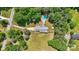 Overhead aerial view shows house, yard, and the swimming pool at 1753 Elmwood Dr, Rock Hill, SC 29730
