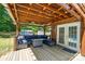 Comfortable outdoor lounge and access to the fenced backyard with a shed at 1753 Elmwood Dr, Rock Hill, SC 29730