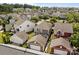 Aerial view of homes showcasing the neighborhood's layout and manicured lawns at 2007 Bishops Ct, Cornelius, NC 28031