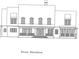 Architectural drawing of the front elevation showing the entrance and windows at 21121 Shearer Rd, Davidson, NC 28036