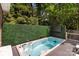 Outdoor swim spa with privacy hedge for relaxing in a private setting at 2213 Normandin Ct, Charlotte, NC 28216