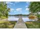 Scenic view of the lake featuring a dock and a serene environment surrounded by lush trees at 2845 Lakefront Dr, Belmont, NC 28012