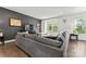 Cozy living room with plush sectional sofa, large windows, and modern decor at 3003 Salix Bend Dr, Charlotte, NC 28205