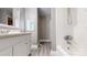 Clean and functional bathroom with white vanity, a shower/tub combination, and modern fixtures at 8905 Vagabond Rd, Mint Hill, NC 28227