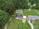 An aerial view captures the home, lush greenery, and a refreshing pool, all on a spacious lot at 1040 Spring Dr, Gastonia, NC 28052
