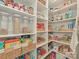 Organized pantry with ample shelving, stocked with various food items and storage containers at 1814 Therrell Farms Rd, Waxhaw, NC 28173