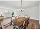 Bright dining room with a large wooden table set on a decorative rug and wood-look flooring at 2306 Nettleton Ct, Matthews, NC 28105