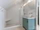 Bathroom featuring a modern vanity with stylish fixtures and a glass enclosed shower at 2410 Vernon Dr, Charlotte, NC 28211