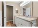 Spacious bathroom featuring a wide vanity with granite countertop and ample storage at 2750 Victory Ct, Fort Mill, SC 29715