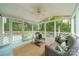 Relaxing screened-in porch with comfortable seating and a view of lush greenery at 2907 Notchview Ct, Charlotte, NC 28210