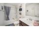 Neat bathroom with a shower, tub, and single sink vanity at 40154 Crooked Stick Dr, Lancaster, SC 29720