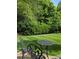Landscaped backyard with manicured lawn and patio seating area at 6017 Lowergate Dr, Waxhaw, NC 28173