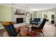 Cozy living room with a painted brick fireplace, hardwood floors, and comfortable seating at 6512 Porterfield Rd, Charlotte, NC 28226