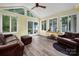 Bright sunroom featuring a vaulted ceiling, ample windows, and stylish flooring at 6512 Porterfield Rd, Charlotte, NC 28226