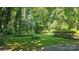 Lush backyard with a green lawn, mature trees, and manicured landscaping at 7021 Linda Lake Dr, Charlotte, NC 28215