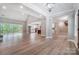 Spacious living room with hardwood floors, open layout, and sliding doors to the deck at 762 Highway 274 Hwy, Clover, SC 29710