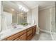 Bathroom featuring double vanity, white countertop and tile flooring at 815 Jetton St, Davidson, NC 28036