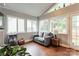 Comfortable sun room with large windows, vaulted ceiling and access to the backyard at 8532 Piccone Brook Ln, Charlotte, NC 28216
