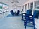 Charming porch with comfortable blue seating and a picturesque view at 108 Britt Ln, New London, NC 28127