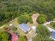 An aerial view showcases this home and its well-kept landscaping, complemented by a natural, wooded backdrop at 1111 Unionville Church Rd, Monroe, NC 28110