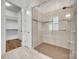 Features a tiled walk-in shower with glass enclosure, and a walk-in closet at 15927 Vale Ridge Dr, Charlotte, NC 28278