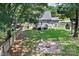 Aerial shot of the home's backyard featuring a fire pit and fencing at 20840 Sierra Vista Dr, Cornelius, NC 28031