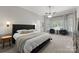 Spacious main bedroom featuring neutral decor, ceiling fan, ample natural light, and plush carpet at 328 Whippoorwill Rd, Mooresville, NC 28117