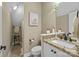Well-maintained bathroom showcases a granite vanity, framed mirror, and shower-tub combo at 335 Wintergreen Ct, Kings Mountain, NC 28086