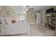 Neutral bedroom with comfortable white furnishings and an open concept layout for a calm and relaxing space at 335 Wintergreen Ct, Kings Mountain, NC 28086