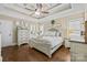 Spacious main bedroom featuring tray ceiling, hardwood floors, and neutral color palette at 335 Wintergreen Ct, Kings Mountain, NC 28086