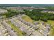 Expansive aerial view of a residential area bordered by lush green trees, offering a serene and picturesque setting at 3643 Slider Ter, Lancaster, SC 29720