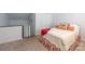 Bright bedroom with neutral carpet, fresh decor and a closet for storage at 415 W 7Th St # F, Charlotte, NC 28202