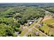 Aerial view of home nestled among lush trees and greenery in a suburban setting at 5678 Cedar Run Dr, Denver, NC 28037
