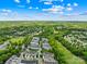 A picturesque aerial view of a townhome community surrounded by lush greenery and a golf course at 6429 Terrace View Ct, Charlotte, NC 28269