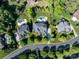 Aerial view of luxury homes showcasing meticulously landscaped yards, swimming pools, and well-maintained properties at 7507 Meadowgate Ln, Waxhaw, NC 28173