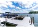 Boat dock with water views, showing boat slips and boat lifts at 8024 Bradford Ln, Denver, NC 28037