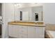 Bright bathroom with double sinks, granite countertops, and a large mirror at 10401 Royal Winchester Dr, Charlotte, NC 28277