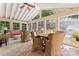Bright sunroom with vaulted ceiling, large windows, wicker furniture, and view of the outdoors at 1328 Huntcliff Dr, Waxhaw, NC 28173