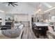 The view from the living area featuring an island, bar stools, and stainless steel appliances at 1428 Spring Ridge Ln, Denver, NC 28037