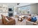 Comfortable living room with fireplace, built-in shelving, and natural light at 2025 Sweet Magnolia Ln, Clover, SC 29710