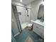 Bathroom with a shower, vanity, and toilet at 203 Blanche Ave, Belmont, NC 28012