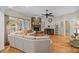 Inviting living room features a stone fireplace, hardwood floors, and comfortable furnishings at 230 Shag Bark Ln, Salisbury, NC 28146