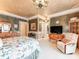 Spacious bedroom featuring patterned walls, modern lighting, and decorative furnishings at 3044 Luke Crossing Dr, Charlotte, NC 28226