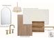 This powder bath design features a brushed gold mirror, Kohler faucet, and marble-inspired quartz countertop at 306 Sugar Maple Ln, Matthews, NC 28104