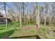 Backyard view showcases mature trees and garden beds at 5108 Tedorill Ln, Charlotte, NC 28226