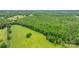 Picturesque aerial view of a verdant field bordered by a dense, green forest, highlighting the property's secluded location at 9161 Paul Payne Store Rd, Stony Point, NC 28678