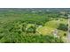 Aerial shot of a wooded area mixed with grassy fields, houses, and winding roads at 9161 Paul Payne Store Rd, Stony Point, NC 28678