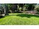 Lush green backyard featuring a mature tree with a swing set, providing a serene and playful atmosphere at 10338 Hollybrook Dr, Charlotte, NC 28277