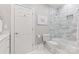 Bathroom featuring toilet, vanity, and tub shower with sliding glass door and tiled surround at 14701 Jockeys Ridge Dr, Charlotte, NC 28277