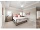Bright, neutral bedroom with trey ceiling, windows, carpet, and decorative furniture at 14701 Jockeys Ridge Dr, Charlotte, NC 28277